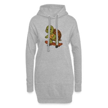 Skater Turtle – Coole Schildkröte auf Skateboard - Hoodie-Kleid - Grau meliert - Vorne