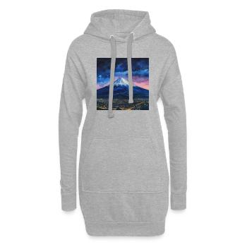 Sternennacht über Fuji - Hoodie-Kleid - Grau meliert - Vorne