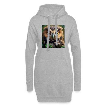 Eule Gesicht Portrait Wald Greifvogel wachsam - Hoodie-Kleid - Grau meliert - Vorne