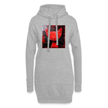 rote Katze grafisch stilisiert abstrakt Ruheraum - Hoodie-Kleid - Grau meliert - Vorne
