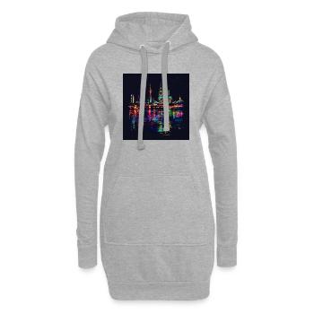 Kölner Dom Stadt Skyline Nacht schwarz Neon - Hoodie-Kleid - Grau meliert - Vorne