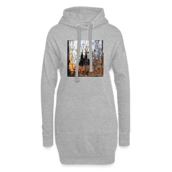 Graffiti Kölner Dom Silhouette rostig Hintergrund - Hoodie-Kleid - Grau meliert - Vorne