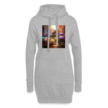 Fantaisie Conte de fées Maison Champignons Chemin Onirique - Sweat-shirt à capuche long Femme - gris chiné - Devant