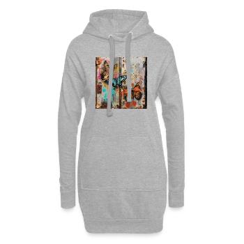 Graffiti Papillons Rouille Métal Urban Streetar - Sweat-shirt à capuche long Femme - gris chiné - Devant