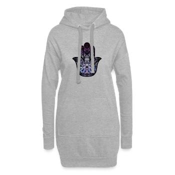 Kosmischer Hamsa - Hoodie-Kleid - Grau meliert - Vorne