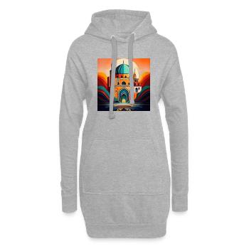 Artistic Mosque Under Sunset: Bold Islamic Design - Hoodie Dress - heather grey - Front