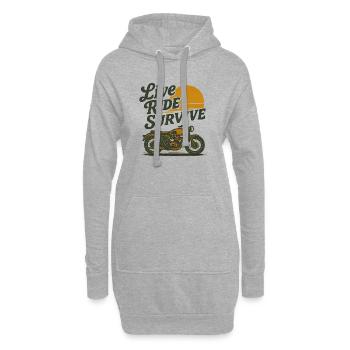 moto live ride survivre style vintage - Sweat-shirt à capuche long Femme - gris chiné - Devant