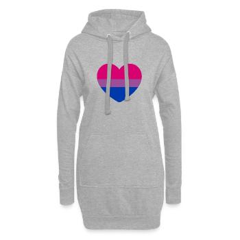 Bi-Flagge Herz - Hoodie-Kleid - Grau meliert - Vorne