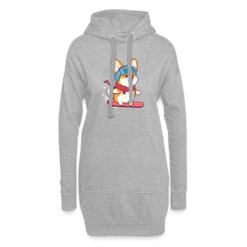 Snowboard Corgi parfait pour les fans de chiens - Sweat-shirt à capuche long Femme - gris chiné - Devant
