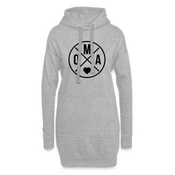 Oma mit Herz Omi Großmutter - Hoodie-Kleid - Grau meliert - Vorne