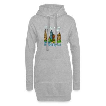 Ville de Barcelone - Sweat-shirt à capuche long Femme - gris chiné - Devant