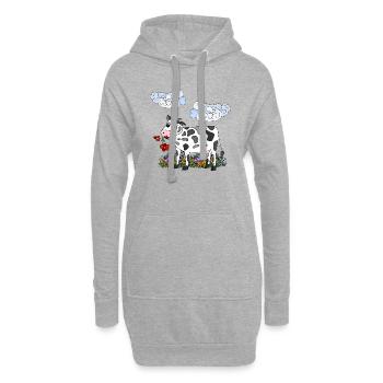 Vache - Sweat-shirt à capuche long Femme - gris chiné - Devant