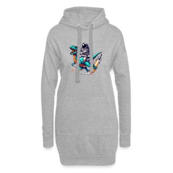 Dinosaure astronaute - Sweat-shirt à capuche long Femme - gris chiné - Devant