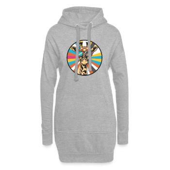 Giraffe Cool Comic - Hoodie-Kleid - Grau meliert - Vorne