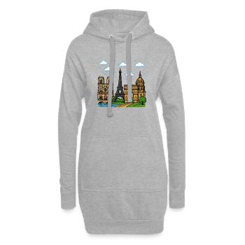 Paris Ville - Sweat-shirt à capuche long Femme - gris chiné - Devant