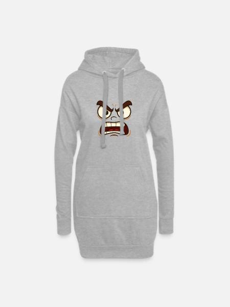 Böse oder Verärgert? Jedenfalls markantes Gesicht - Hoodie-Kleid - Grau meliert