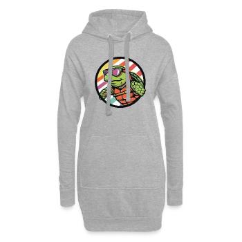 Tortue Bande Dessinée Cool - Sweat-shirt à capuche long Femme - gris chiné - Devant