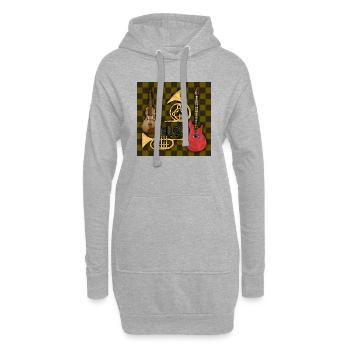 Instruments de musique - Sweat-shirt à capuche long Femme - gris chiné - Devant