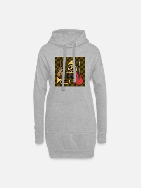 Musikinstrumente - Hoodie-Kleid - Grau meliert
