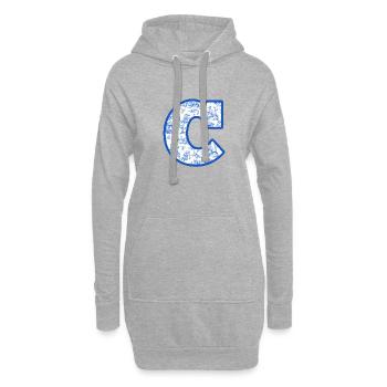 Lettre c chinoiserie bleu - Sweat-shirt à capuche long Femme - gris chiné - Devant