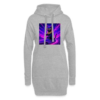 Chat de l’espace - Cool - Cyber ronronnement - Sweat-shirt à capuche long Femme - gris chiné - Devant