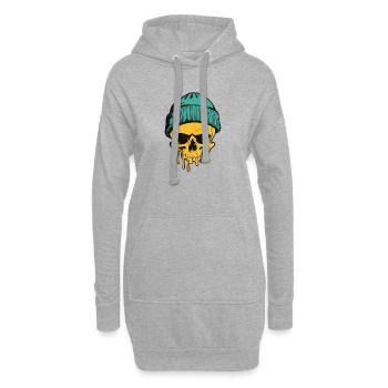 crâne - Sweat-shirt à capuche long Femme - gris chiné - Devant