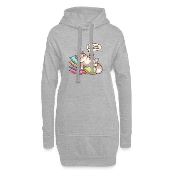 Chat paresseux avec pizza - Sweat-shirt à capuche long Femme - gris chiné - Devant