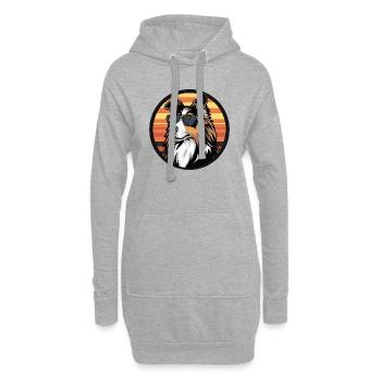 Border Collie Hund Cool Comic - Hoodie-Kleid - Grau meliert - Vorne