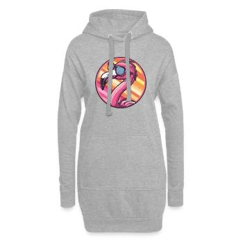 Flamingo Comic Cool - Hoodie-Kleid - Grau meliert - Vorne