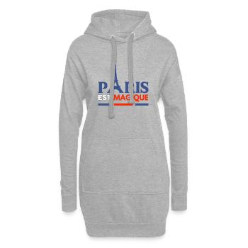 Paris magique – A tour Eiffel - Sweat-shirt à capuche long Femme - gris chiné - Devant