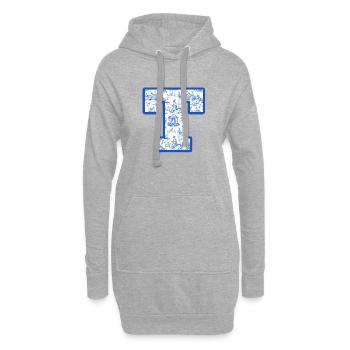 Blauer Chinoiserie-Buchstabe - Hoodie-Kleid - Grau meliert - Vorne