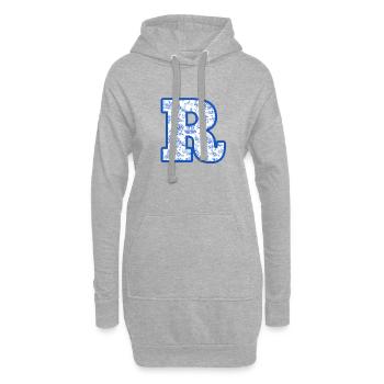 Lettre r chinoiserie bleu - Sweat-shirt à capuche long Femme - gris chiné - Devant