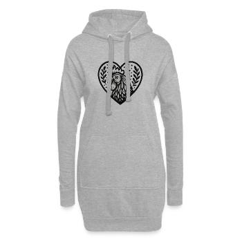 Huhn Liebe Bauernhof Tier Herz Volkskunst - Hoodie-Kleid - Grau meliert - Vorne