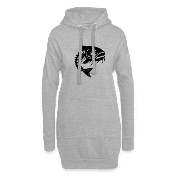 Arêtes de poisson de mauvaise humeur - Sweat-shirt à capuche long Femme - gris chiné - Devant
