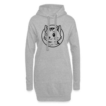 Katze - Hoodie-Kleid - Grau meliert - Vorne