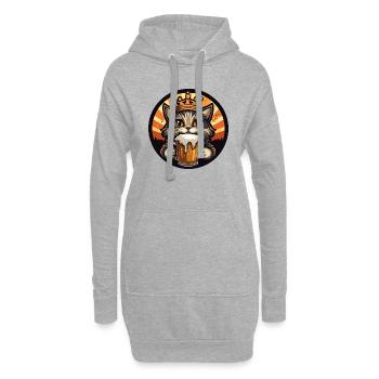 Katze Bier - Hoodie-Kleid - Grau meliert - Vorne
