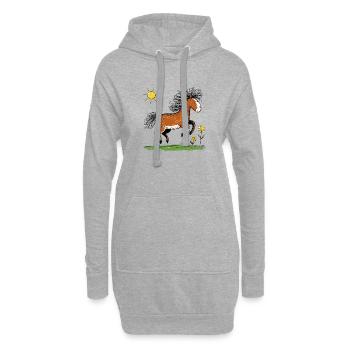 Süßes lächelndes Pferdchen für Kinder - Hoodie-Kleid - Grau meliert - Vorne