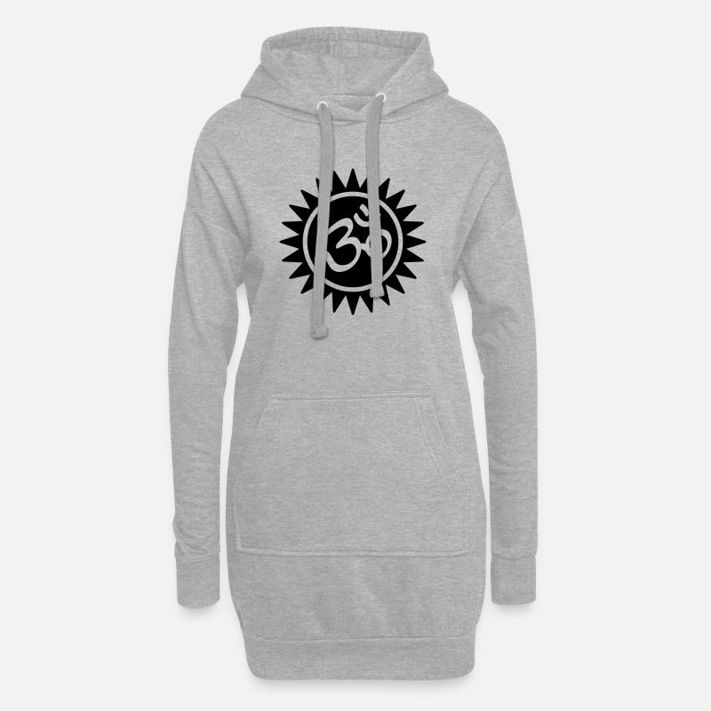 Symbole Om Soleil - Sweat-shirt à capuche long Femme - gris chiné