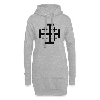 Jerusalemer Kreuz - Sweat-shirt à capuche long Femme - gris chiné - Devant