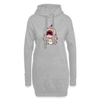 Le bébé pleure. - Sweat-shirt à capuche long Femme - gris chiné - Devant