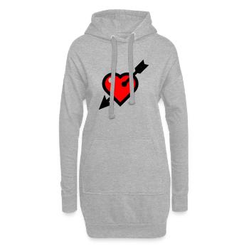 Herz - Hoodie-Kleid - Grau meliert - Vorne