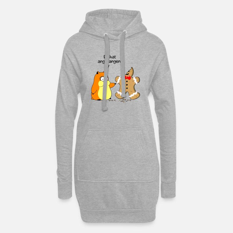 Hamster vs. Lebkuchenmann - Hoodie-Kleid - Grau meliert