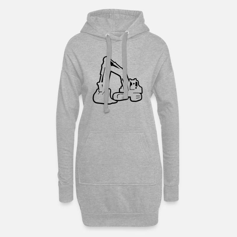 Bagger / Kettenbagger / excavator 5 - invers - Sweat-shirt à capuche long Femme - gris chiné