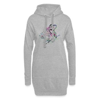 Abstrakt - Blumenelfe - Hoodie-Kleid - Grau meliert - Vorne