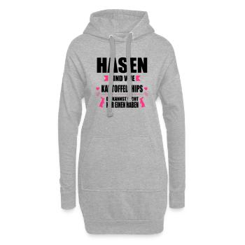 Hasen sind wie Chips - Hoodie-Kleid - Grau meliert - Vorne