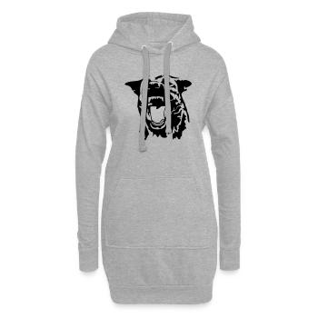 Herderkopf - Hoodie-Kleid - Grau meliert - Vorne