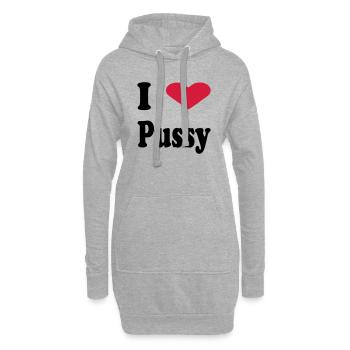 i heart pussy - Hoodie-Kleid - Grau meliert - Vorne