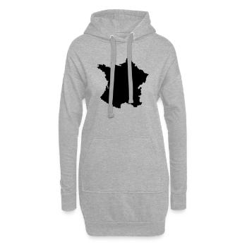 france map - Hoodie-Kleid - Grau meliert - Vorne