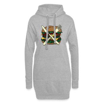 Burger X - Hoodie Dress - heather grey - Front
