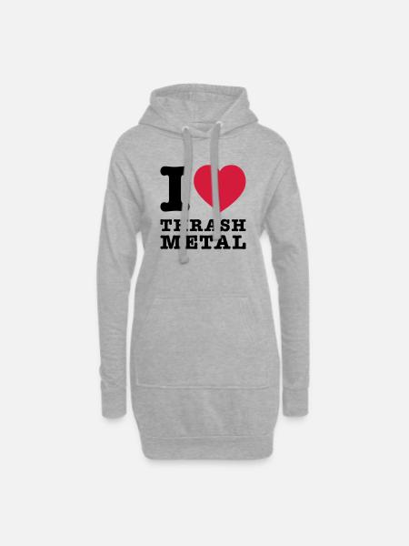 I Love Thrash Metal 2 - Hoodie-Kleid - Grau meliert